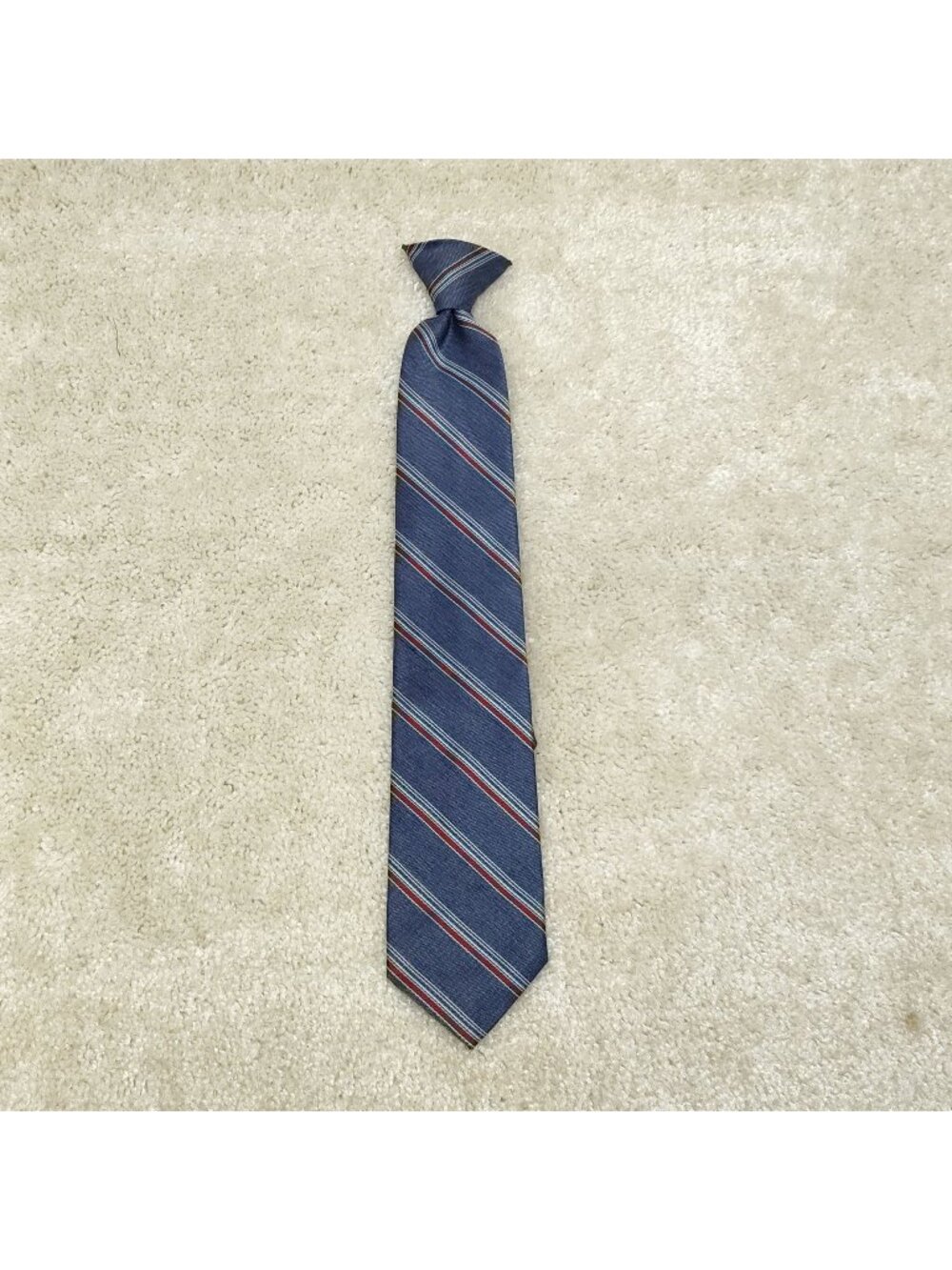 Ketch Clip On Necktie Polyester Diagonal Striped Pre Tied Uniform Business Mens